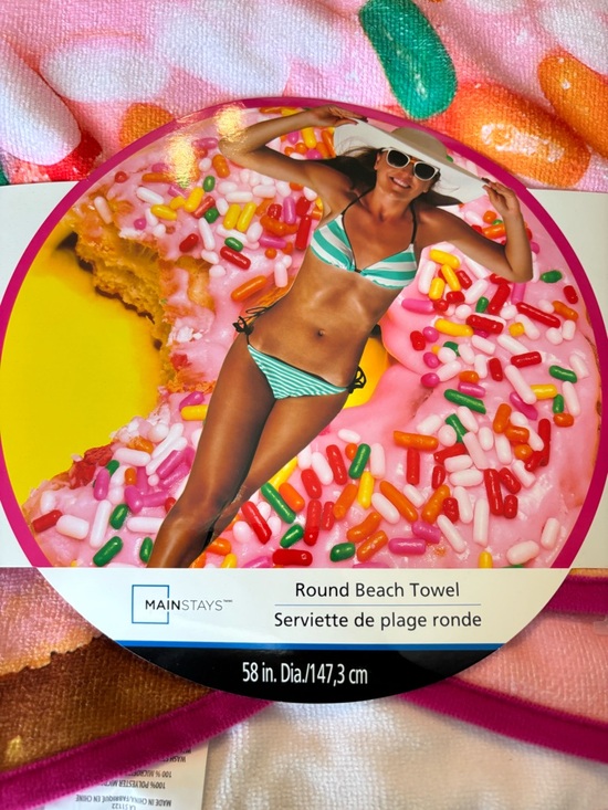 Mainstays Other - Donut Print Round Beach Towel 🍩 58” | Cute Summer Pool Vacation
⸻